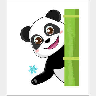 Cute panda and snowflake Posters and Art